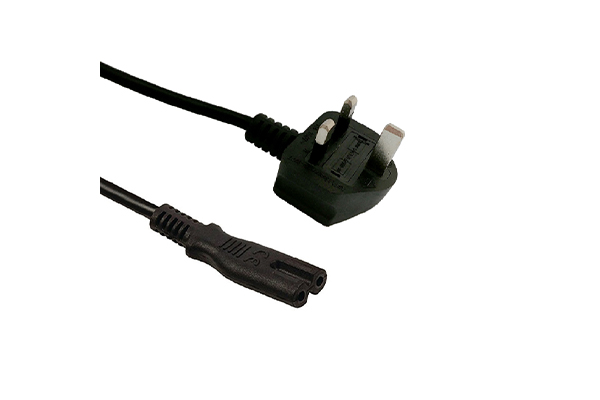 AC Power Cord IEC60320-C7-UK-Black-Angle