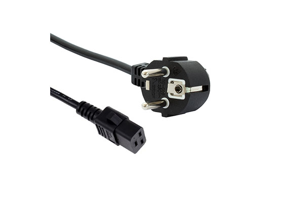 AC Power Cord IEC60320-C19-EU-Black-Angle