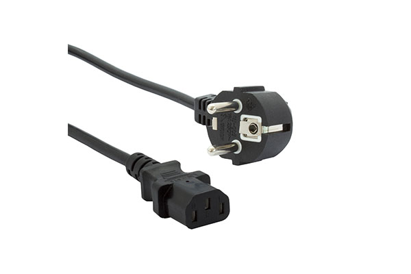 AC Power Cord IEC60320-C13-EU-Black-Angle